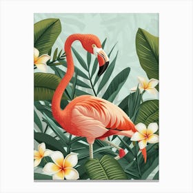 Jamess Flamingo And Frangipani Minimalist Illustration 1 Canvas Print