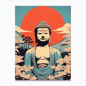 The Great Buddha Of Kamakura, Japan Vintage Travel Art 4 Canvas Print