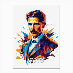 Nikola Tesla 01 Portrait WPAP Pop Art Canvas Print