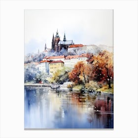 Prague Czech Republic In Autumn Fall, Watercolour 2 Canvas Print