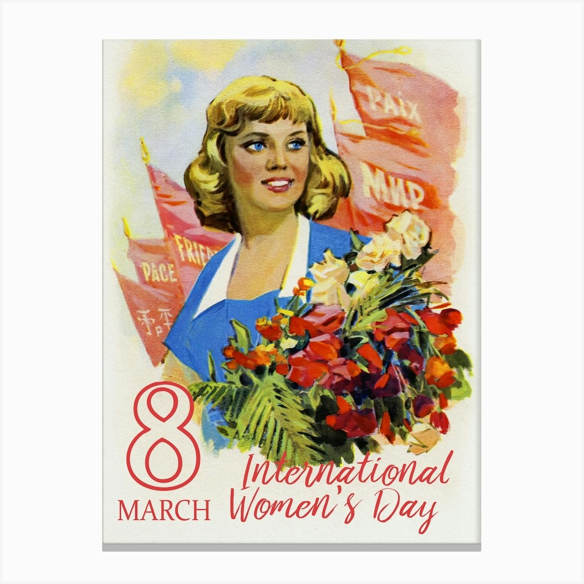 March 8, International Women's Day!, USSR, 1960s — Soviet retro poster, Feminist Poster, soviet vintage art, soviet propaganda Canvas Print by