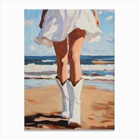 Cowgirl On The Beach 3 Canvas Print