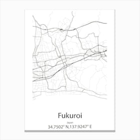 Fukuroi,Japan Minimalist Map Canvas Print