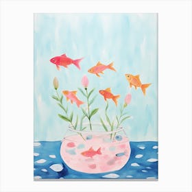 Pink Fish In A Bowl Canvas Print