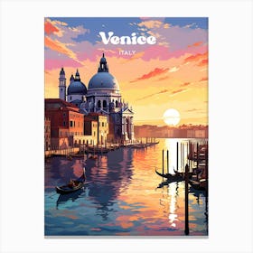 Venice Italy Sunset Modern Travel Art Canvas Print