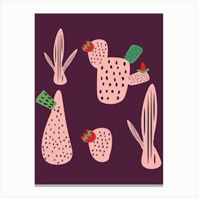 Mid Mod Cactus Purple Canvas Print
