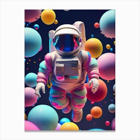 Spaceman With Bubbles Canvas Print