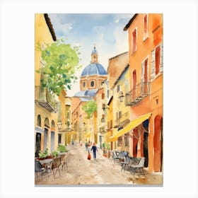 Modena, Italy Watercolour Streets 1 Canvas Print