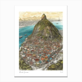 Rio De Janeiro Brazil Drawing Pencil Style 2 Travel Poster Canvas Print