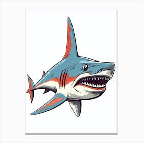 A Great Hammerhead Shark In A Vintage Cartoon Style 3 Canvas Print