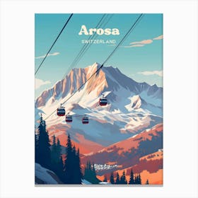 Arosa Switzerland Captivating Mountain Landscape Travel Illustration Art Canvas Print