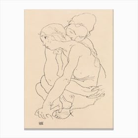 Woman And Girl Embracing (1918), Egon Schiele Canvas Print