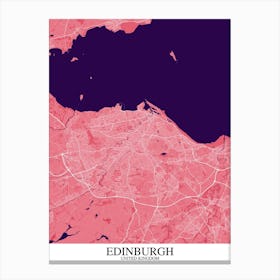 Edinburgh Pink Purple Map Canvas Print