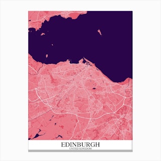Edinburgh Pink Purple Map Canvas Print