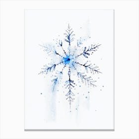 Frost, Snowflakes, Minimalist Watercolour 2 Canvas Print