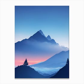 Misty Mountains Vertical Composition In Blue Tone 30 Canvas Print