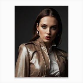 Portrait of a model girl in a stylish jacket Canvas Print