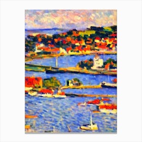 Port Of Dunedin New Zealand Brushwork Painting harbour Canvas Print