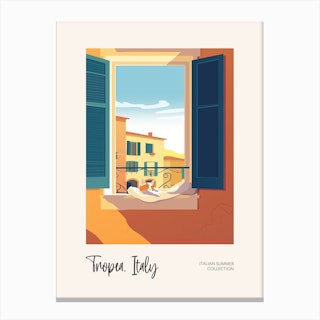 Tropea Cat On A Window 3 Italian Summer Collection Canvas Print