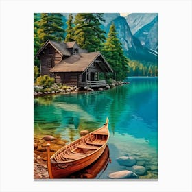 Cabin By The Lake Canvas Print