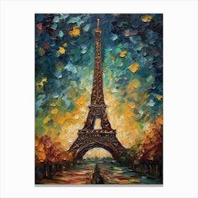 Eiffel Tower Paris France Vincent Van Gogh Style 26 Canvas Print