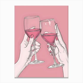 Two Hands Holding Wine Glasses Canvas Print