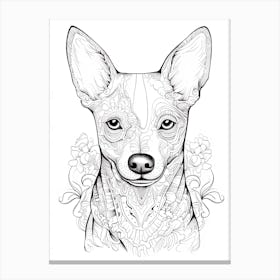 Basenji Dog, Line Drawing 3 Canvas Print