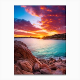 Lucky Bay Australia At Sunset, Vibrant Painting 2 Canvas Print