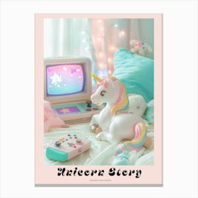 Toy Unicorn Video Gaming Poster Canvas Print