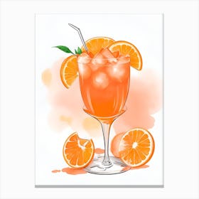 Aperol With Ice And Orange Watercolor Vertical Composition 33 Canvas Print