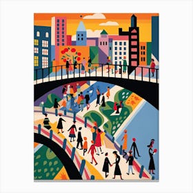 Millennium Bridge, London, England, Colourful 4 Canvas Print
