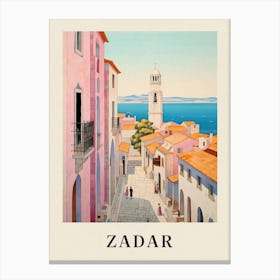 Zadar Croatia 2 Vintage Pink Travel Illustration Poster Canvas Print