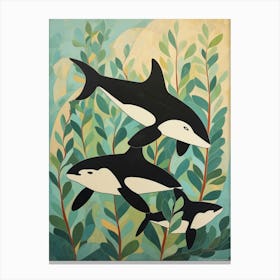Matisse Style Orca Whales 3 Canvas Print