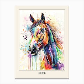 Horse Colourful Watercolour 3 Poster Canvas Print