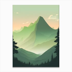 Misty Mountains Vertical Composition In Green Tone 86 Canvas Print