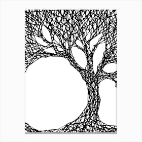 Line Tree Of Life / Hand Drawn / Black&White Canvas Print