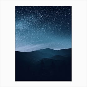 Night Sky Over Mountains Canvas Print