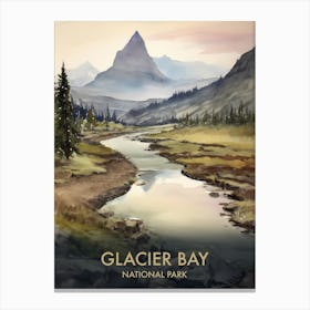 Glacier National Park Watercolour Vintage Travel Poster 4 Canvas Print
