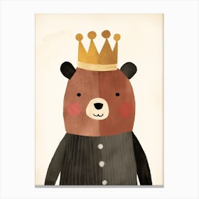 Little Brown Bear 3 Wearing A Crown Canvas Print