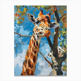 Giraffe In The Tree Branches 2 Canvas Print