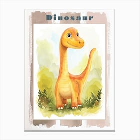 Cute Orange Cartoon Dinosaur Illustration Poster Canvas Print