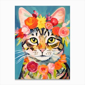 Pixiebob Cat With A Flower Crown Painting Matisse Style 4 Canvas Print