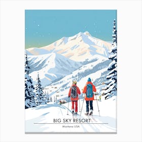 Big Sky Resort   Montana Usa, Ski Resort Poster Illustration 3 Canvas Print