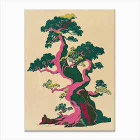 Yew Tree Colourful Illustration 1 Canvas Print