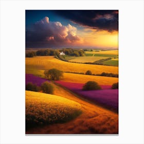 Sunset In A Field Canvas Print