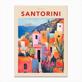 Santorini Greece 4 Fauvist Travel Poster Canvas Print