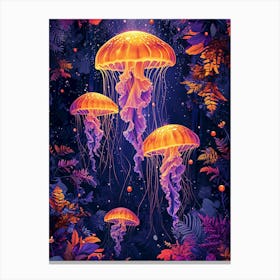 paintined jelly fish Canvas Print
