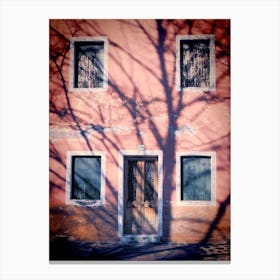 Tree Shadow And Weathered House In Burano Canvas Print