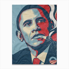 Obama Smoking A Cigarette Canvas Print