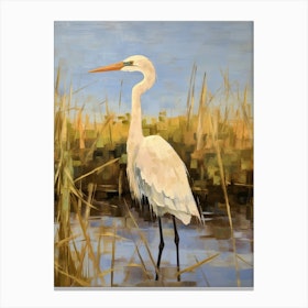 Bird Painting Egret 2 Canvas Print